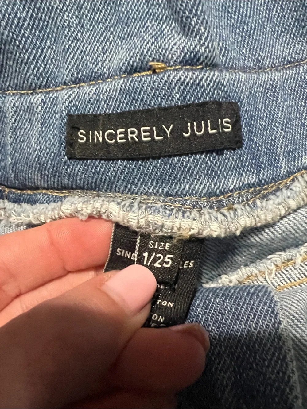 Sincerely Jules Light Blue Paperbag Waist Denim Shorts